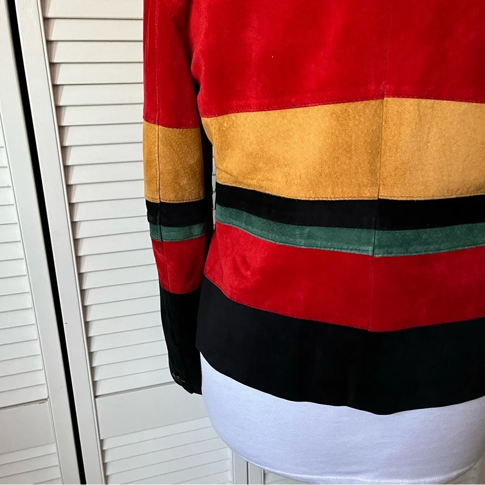 Vintage suede Colourblock jacket M - Picture 10 of 11